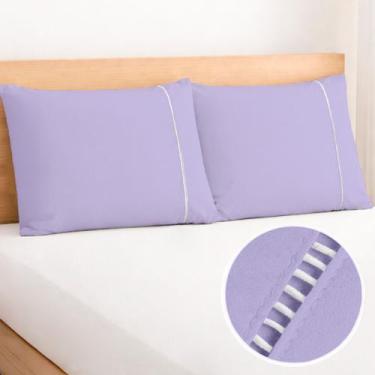 Imagem de Kit 2 Fronhas Ponto Palito Tamanho Especial 90x50cm Percal 200 Fios 10