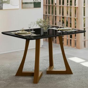 Imagem de Mesa de Jantar 136cm com Tampo de Vidro Ana Sonetto, Ambar/Preto
