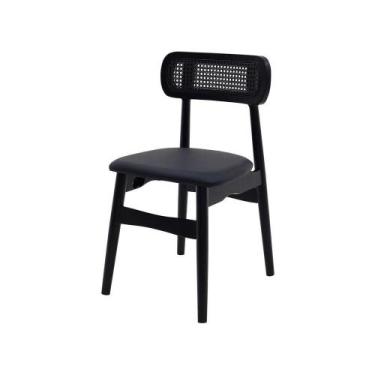 Imagem de Cadeira De Jantar Rainer Moderna Preta Telinha Madeira - WAW DESIGN