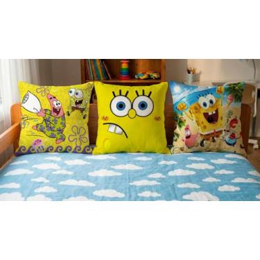 Imagem de Trio de capas de almofada bob esponja - ARTE COM PIMENTA
