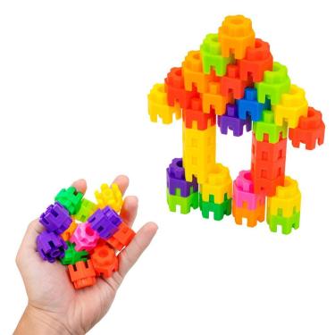 Imagem de Brinquedo De Montar Interativo Plastico Blocos Infantil Coloridos Hexagonais Encaixar