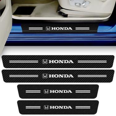 Imagem de Kit Adesivo de Soleira de Porta Dianteiro e Traseiro Modelo 4 Peças Compatível Honda Pr...