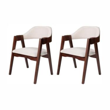 Imagem de Kit 2 Cadeiras de Madeira Maciça Tauari, Estofada e Braço com Corda Ná