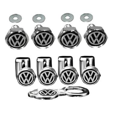 Imagem de Kit Bico Pito Pneu Cromado + Parafuso Placa Vw Volkswagen - Congratula