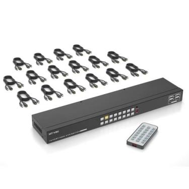 Imagem de Comutador KVM MT-VIKI 1601HK-C 16 portas HDMI 4K @30Hz com 16 cabos