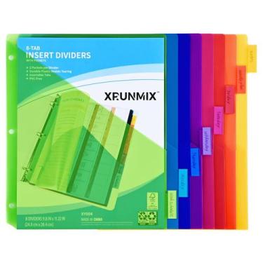 Imagem de Divisórias para fichário XRUNMIX com 8 abas e 8 cores, com bolsos