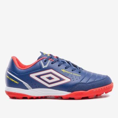 Imagem de Chuteira Society Umbro Neo-Comfort Unissex, Vermelho, Branco, 42