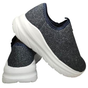 Imagem de Tenis Infantil Menina Molekinha Slip On Brilho 2584.100, Azul, Marinho