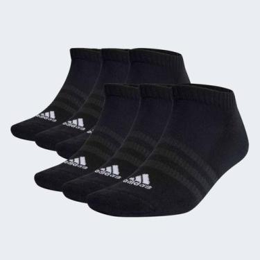 Imagem de Kit 6 Pares Meia Adidas Cano Baixo - Unissex - Preto, 41/43