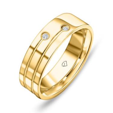 Imagem de Aliança Parma Em Ouro 18k Com Diamantes 0,03 Ct - Joalheria Felipe Gom