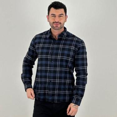 Imagem de Camisa Guilherme Soul Flanela Xadrez Manga Longa Masculina, 1, Azul no