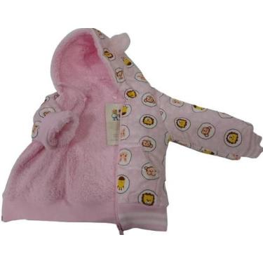 Imagem de Casaco Grosso Bebê Menina Estampado Inverno Lessa Kids 8529, Rosa, P (