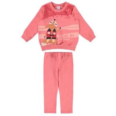 Imagem de Conjunto Moletom Flanelado Infantil Menina Blusão Fechado com Calça Fl