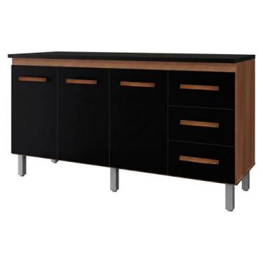 Imagem de Balcao Com Tampo 150cm 9130x9310 Savana Preto Mobbs - Moblis Móveis, S