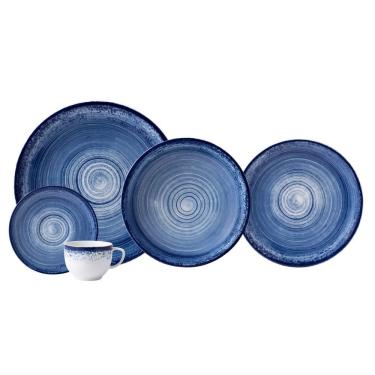 Imagem de Aparelho de Jantar 20 Peças Esfera Azul em Porcelana Resistente a Micro-ondas e Lava-louças Schmidt