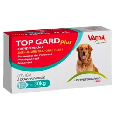 Imagem de Vermífugo Top Gard Plus 1800mg para Cães até 30 kg com 2 Comprimidos -