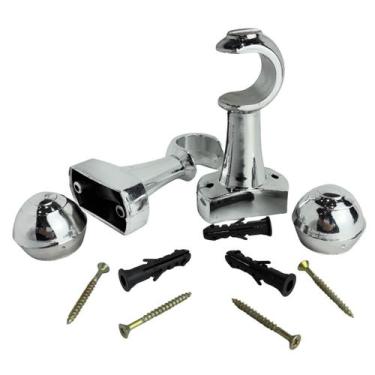 Imagem de Kit Suporte Reforçado Para Varão Cortina 19mm Com Ponteira - JC Art Mi