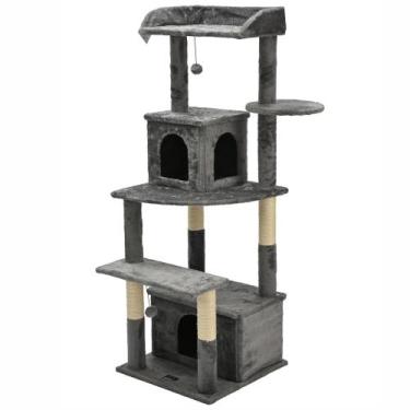 Imagem de Arranhador de gato grande, luxuoso, multifuncional com casas, cama, po