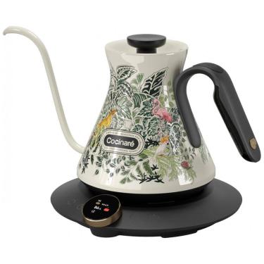Imagem de Chaleira elétrica Cocinare FLOW M6 Pro Jungle 0,6L bico pescoço de ganso controle de temperatura 1500W 110V