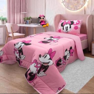 Imagem de Edredom Solteiro Infantil Mickey E Minnie Portallar, Rosa