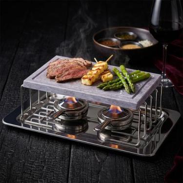 Imagem de Réchaud Fondue Pedra Hara Barcelona Aço Inox 2 Queimadores