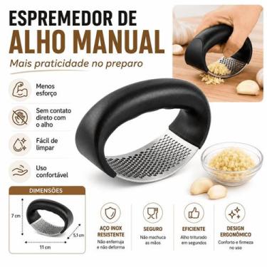 Imagem de Espremedor Triturador de Alho Inox Cabo Ergonômico Premmium - Topkinge
