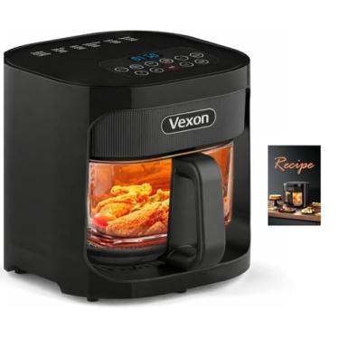 Imagem de Vexon Fritadeira De Ar De Vidro De 4,5 L, Janela De Visualização Transparente, Cesto Fácil De Limpar, Vários Modos De Cozimento, Controles Digitais Fáceis De Usar (Preto)