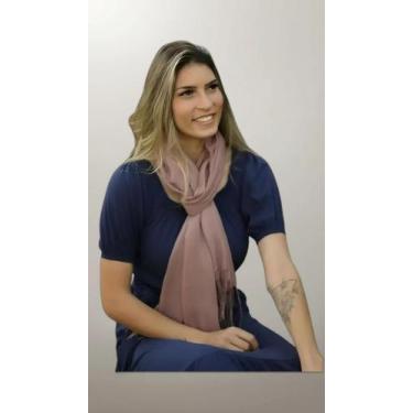 Imagem de Lenço Echarpe Com Franja 170x65cm Poliéster - Congratulations Store
