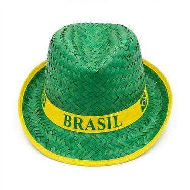 Imagem de Chapéu de Palha Malandrinho Verde e Amarelo Brasil 1 Unidade - Senhor 