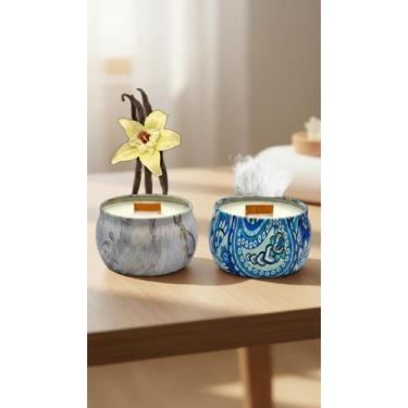 Imagem de Kit 2 Velas Aromáticas Cera Coco Pavio Madeira 130g - Congratulations 