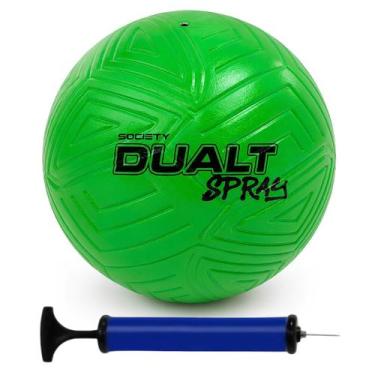 Imagem de Bola de Futebol Society Dualt Spray + Bomba de Ar, Verde, Prata