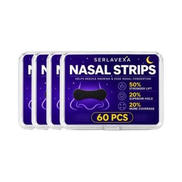 Imagem de 60PCS Tiras Nasais Adesivas Pretas SERLAVEXA Para Respiração Confortáv