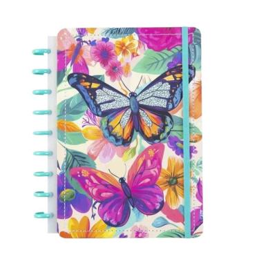 Imagem de Caderno Disko Butterfly g 80 Folhas Capa Dura com Folhas Reposicionáveis e Elástico Amarelo