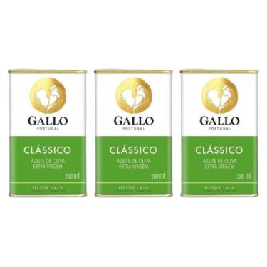 Imagem de Kit 03 Azeite Oliva Extra Virgem Gallo Portugal Lata 200ml Original