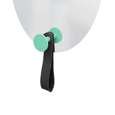 Imagem de Espelho Decorativo Oval Com Gancho Alumínio Verde Com Corino Preto 60 X 40 Cm