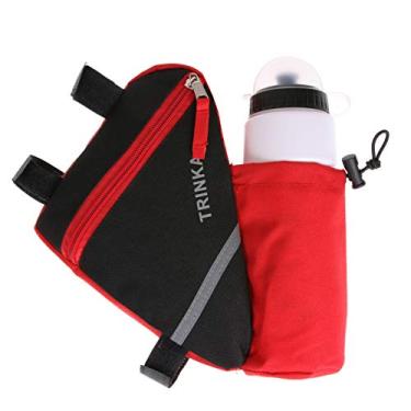 Imagem de MOOCY Bolsa de quadro de bicicleta, bolsa de armazenamento de bicicleta com bolsa de garrafa de água bolsa de quadro de bicicleta para bicicleta MTB acessórios de bicicleta de ciclismo de estrada (vermelho)