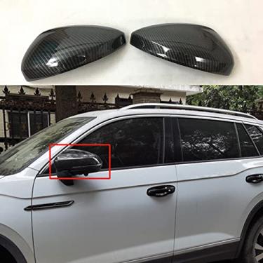 Imagem de GZBFTDH Protetor de espelho retrovisor de fibra de carbono para Volkswagen Tiguan L 2017-2022 Acessórios Peças de carro Porta Espelho retrovisor Protetor (Preto)