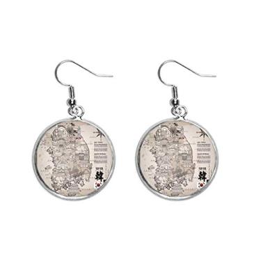 Imagem de 1945 Coreia do Sul Mapa dos Marcos Brincos Brincos de Prata Pendentes Joias Femininas