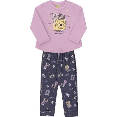 Imagem de Conjunto Infantil  Blusão e Calça em Moletom  Jaca Lelé Click Lilás e Azul