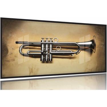 Imagem de Quadro Trompete Vintage Decorativo 130x60 Moldura Preta 2x2