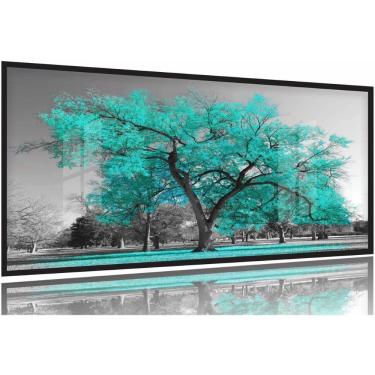 Imagem de Quadros Decorativos Arvore Vida Tiffany Sala Quarto 130x60 Moldura Preta 2x2