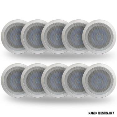 Imagem de KIT 10 ARANDELAS REDONDA TETO COM ALTO FALANTE HURRICANE TRIAK 6" POLEGADAS - GESSO