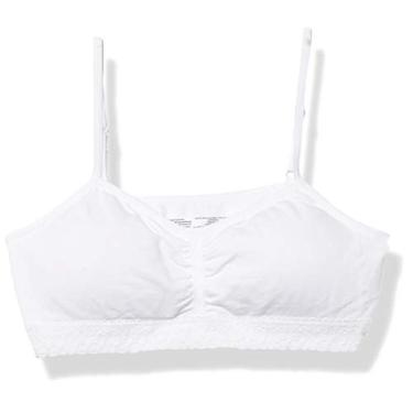 Imagem de Maidenform Crop feminino franzido sem costura com faixa de renda, Branco, M