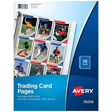 Imagem de Avery 9 páginas para cartões colecionáveis de bolso para fichário de 3 anéis, cartas Pokémon, pacote com 10, comporta 90 cartões no total (76016)