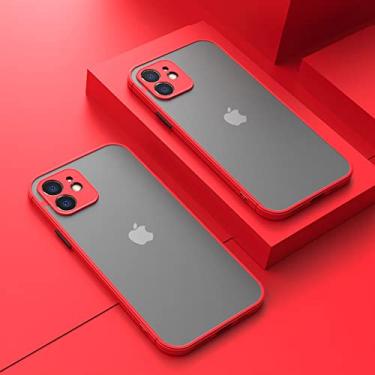 Imagem de Capa fosca para iphone 13 12 11 pro max xr xs x 10 7 8 plus se capa de armadura silicone pára-choques de plástico rígido shell, vermelho, para iphone 13
