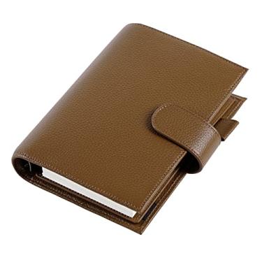 Imagem de Planejador de Anel de Tamanho Pessoal Padrão de Seixos Caderno Caixa de Armazenamento Diário de Esboço de Viagem, Chocolate em Seixos