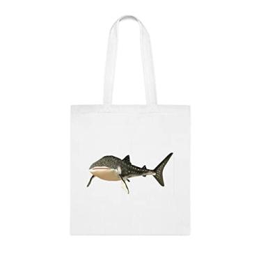 Imagem de Sacola com perfil de tubarão baleia, presente divertido, bolsa de ombro, bolsas reutilizáveis, ideia de presente de cesta de Natal de aniversário, Branco