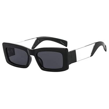 Imagem de Óculos de Sol Retangular Pequeno Vintage Designer Feminino Moda Óculos de Sol Sombras UV400 Masculino Luxo Masculino Feminino Oculus, Preto, A