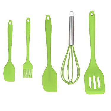 Imagem de Raspador de cozinha, escova de óleo 5 peças/conjunto para utensílios de cozinha de silicone para ferramentas de cozimento DIY para colheres de pá de cozinha(Conjunto de 5 peças verdes)