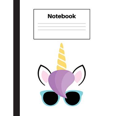 Imagem de Notebook: Unicorn Blue Glasses, Graph Paper 4x4, Notebook Home Office School Student Teacher Homeschool, 7.4 x 9.7 in, 200 pages for kids, school, home, students, teachers